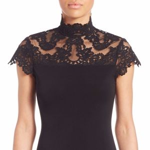 Alice & Olivia Black Lace Top